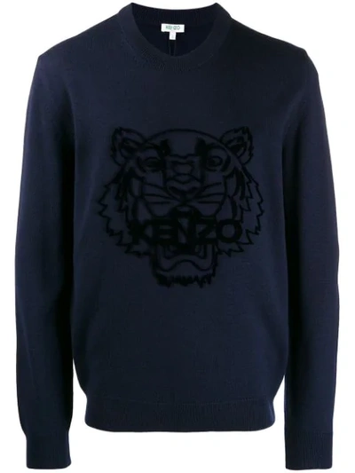 Shop Kenzo Tiger Logo Sweatshirt In Blue