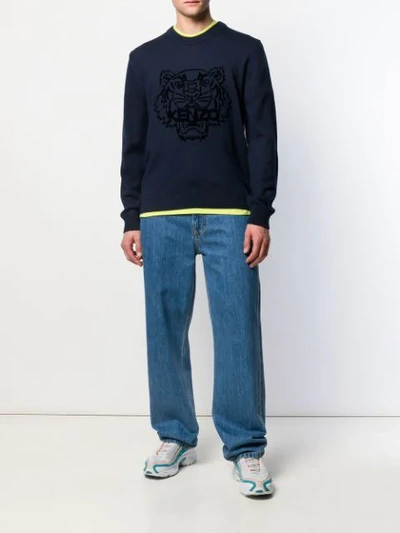 Shop Kenzo Tiger Logo Sweatshirt In Blue