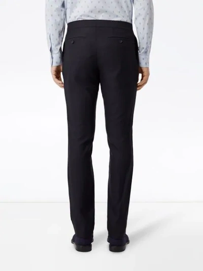 Shop Burberry Classic Fit Triple Stud Wool Mohair Tailored Trousers In Blue