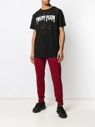 Shop Philipp Plein Destroyed Logo T In Black