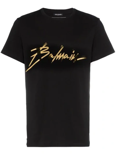 Shop Balmain Logo T-shirt - Black