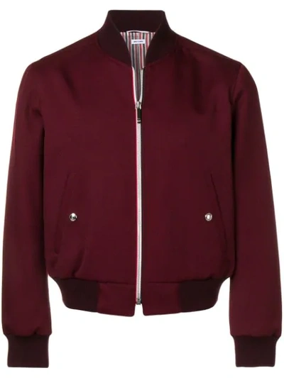 Shop Thom Browne Rwb Stripe Ribbed Blouson Jacket In Red
