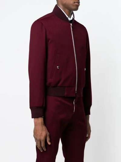 Shop Thom Browne Rwb Stripe Ribbed Blouson Jacket In Red