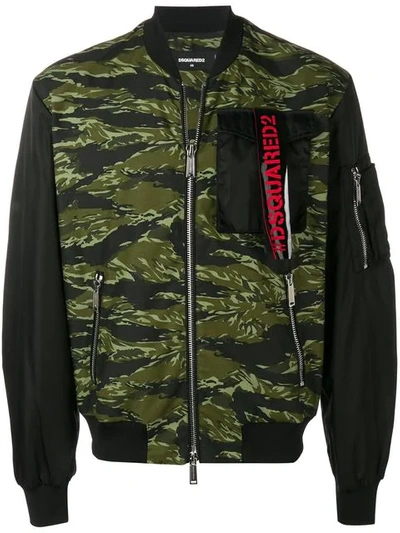 Shop Dsquared2 Camouflage Bomber Jacket In Black
