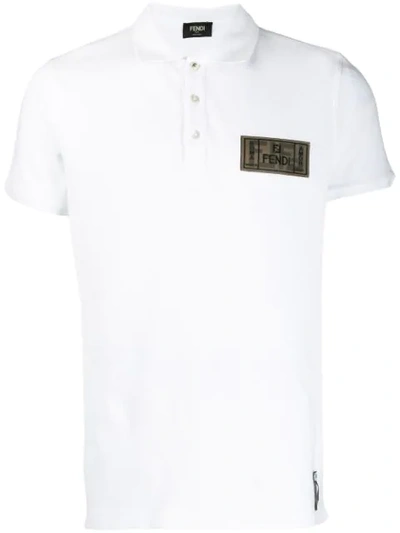 Shop Fendi Ff Patch Polo Shirt In F0znm White