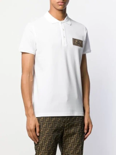 Shop Fendi Ff Patch Polo Shirt In F0znm White