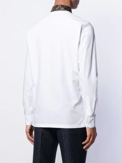 Shop Fendi Logo Collar Tailored Shirt In White