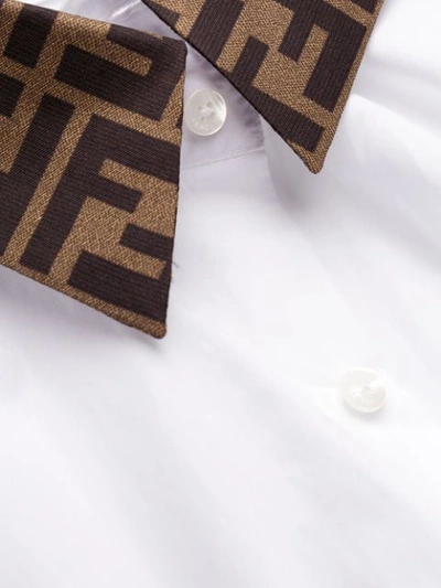 Shop Fendi Logo Collar Tailored Shirt In White