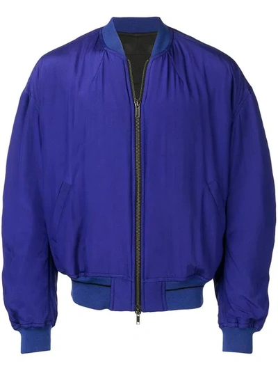 Shop Haider Ackermann Silk Bomber Jacket In Blue