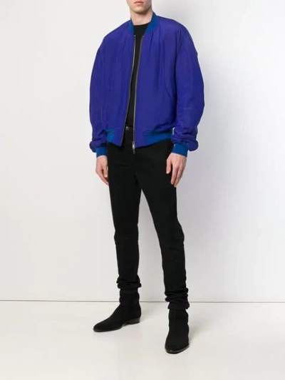Shop Haider Ackermann Silk Bomber Jacket In Blue