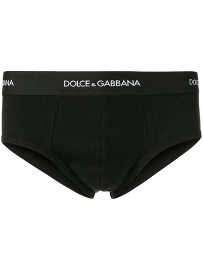 Shop Dolce & Gabbana Waistband Logo Briefs In Black
