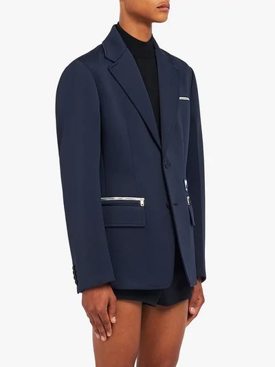 Shop Prada Technical Jersey Jacket In Blue