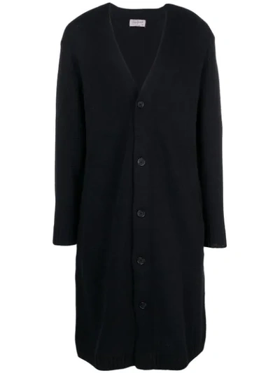 Shop Yohji Yamamoto Long Cardigan In Black