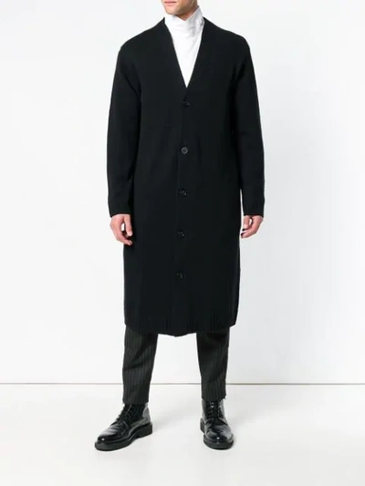 Shop Yohji Yamamoto Long Cardigan In Black