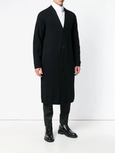 Shop Yohji Yamamoto Long Cardigan In Black