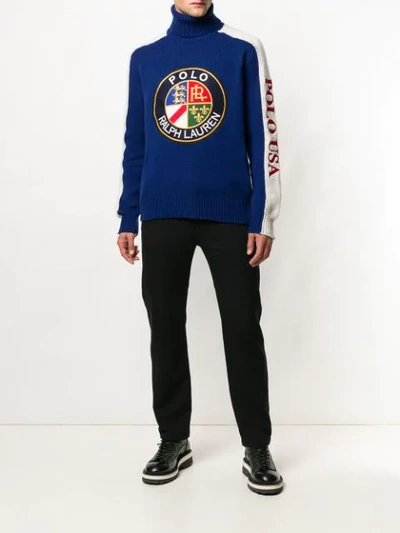 Shop Polo Ralph Lauren Logo Patch Sweater In Blue