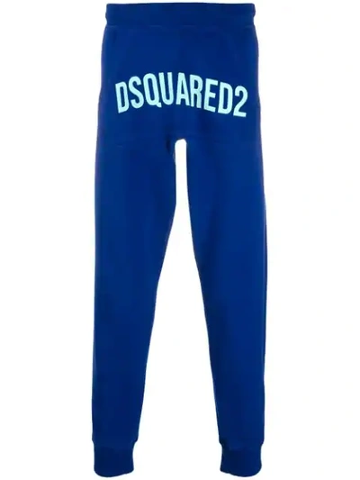 Shop Dsquared2 Logo Print Track Pants In Blue