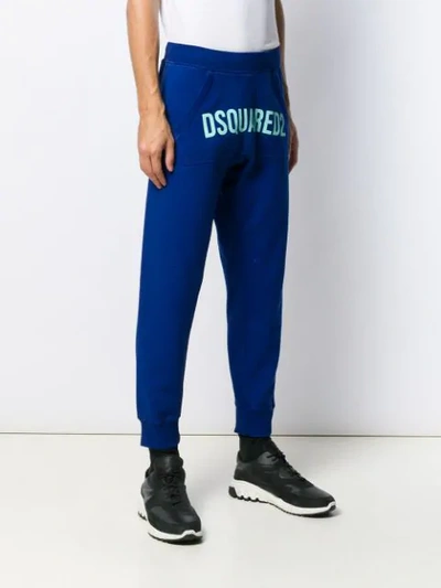 Shop Dsquared2 Logo Print Track Pants In Blue