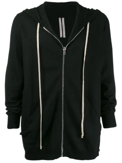 Shop Rick Owens Zipped Drawstring Hoodie In Black