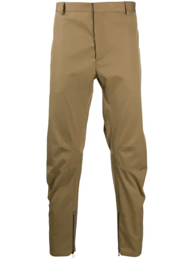 Shop Lanvin Zipped Cropped Trousers In Brown