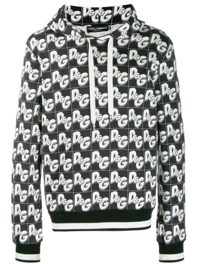 Shop Dolce & Gabbana D&g Print Hoodie In Black