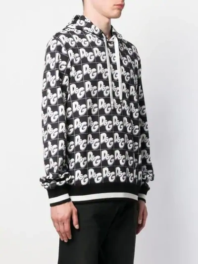 Shop Dolce & Gabbana D&g Print Hoodie In Black