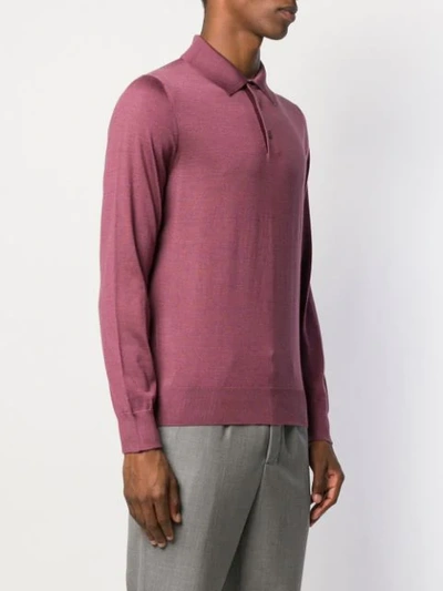 Shop Ermenegildo Zegna Fine Knit Polo Top In Pink