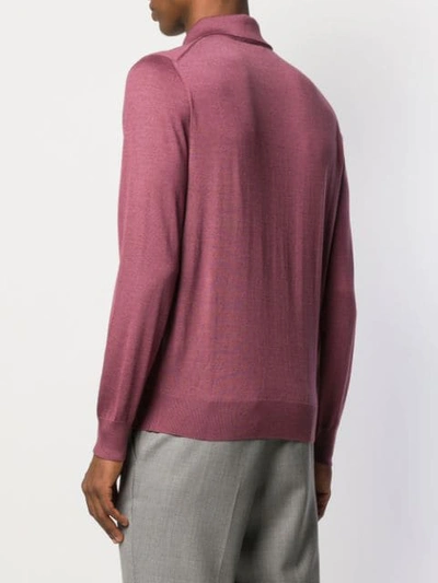 Shop Ermenegildo Zegna Fine Knit Polo Top In Pink