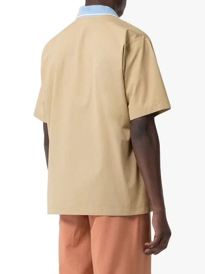 Shop Burberry Short-sleeve Montage Print Cotton Shirt In Neutrals