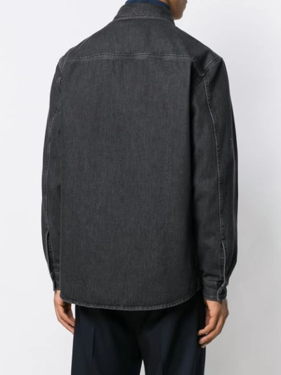 Shop Valentino Maxi Vlogo Denim Shirt In Black