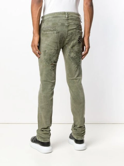 Shop Philipp Plein Distressed Skinny Jeans In Green