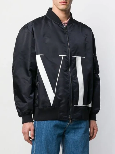 Shop Valentino Vltn Bomber Jacket In Blue
