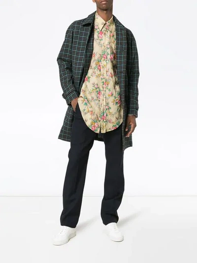 Shop Gucci Floral Print Long Sleeve Shirt In Neutrals