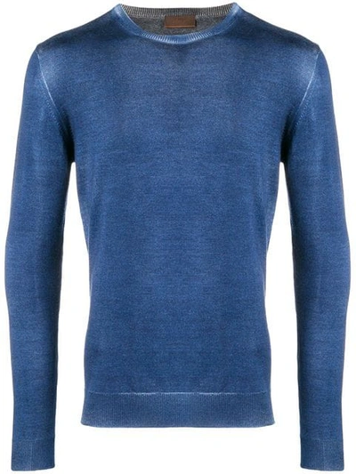 Shop Altea Washed-effect Fitted Sweater In Blue