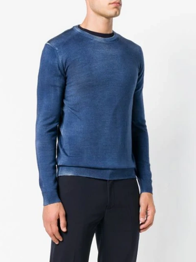 Shop Altea Washed-effect Fitted Sweater In Blue