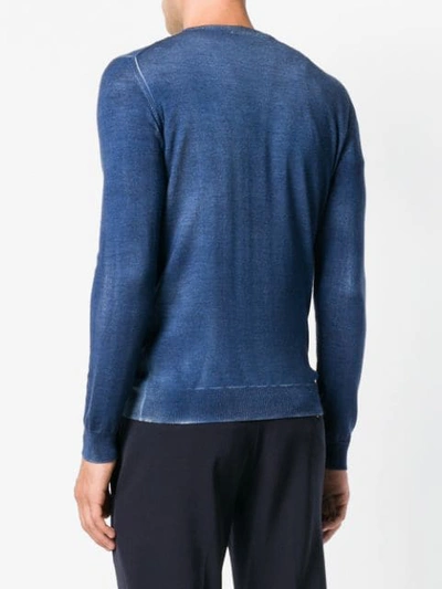 Shop Altea Washed-effect Fitted Sweater In Blue