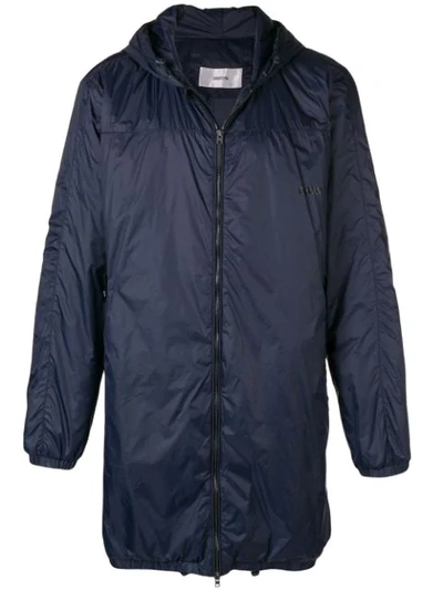 Shop Mauro Grifoni Zip Hooded Coat - Blue