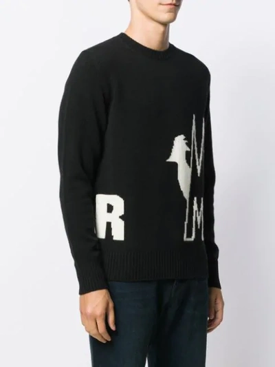 Shop Moncler Rooster Intarsia Logo Sweater In Black