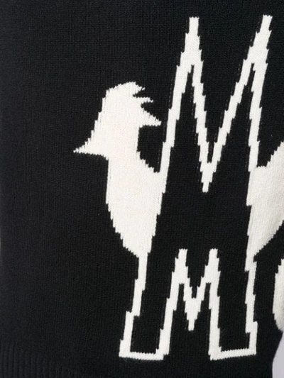 Shop Moncler Rooster Intarsia Logo Sweater In Black