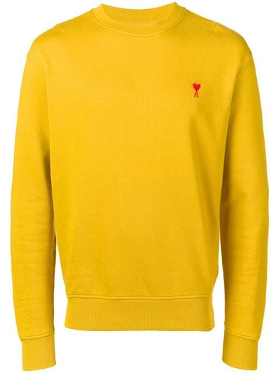 Shop Ami Alexandre Mattiussi Ami De Coeur Sweatshirt In Yellow