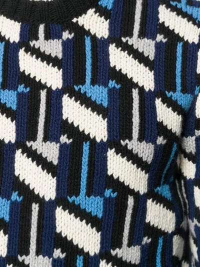 Shop Prada Knitted Crew Neck Sweater - Blue