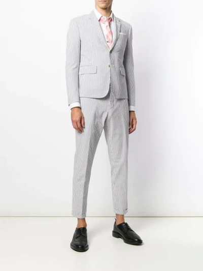 Shop Thom Browne Seersucker Skinny Trouser In Blue