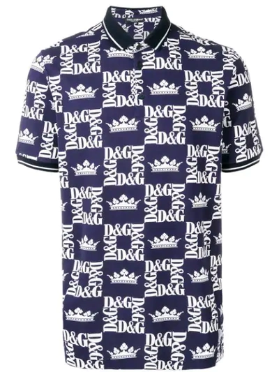 Shop Dolce & Gabbana Logo Polo Shirt In Blue