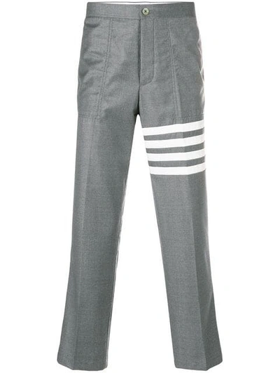Shop Thom Browne 4-bar Slanted Pocket Chino In Grey