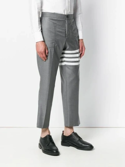 Shop Thom Browne 4-bar Slanted Pocket Chino In Grey