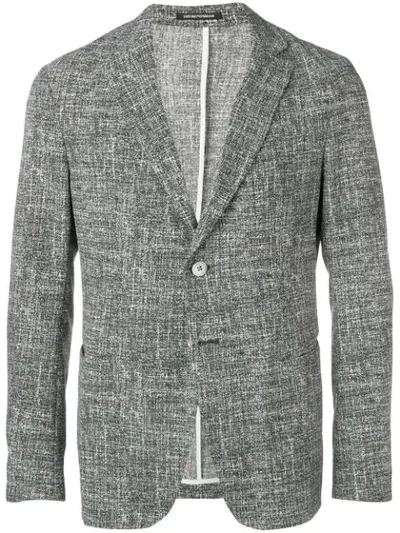 Shop Emporio Armani Single Breasted Tweed Coat In 631 Grey