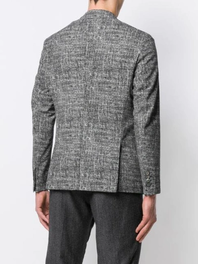 Shop Emporio Armani Single Breasted Tweed Coat In 631 Grey