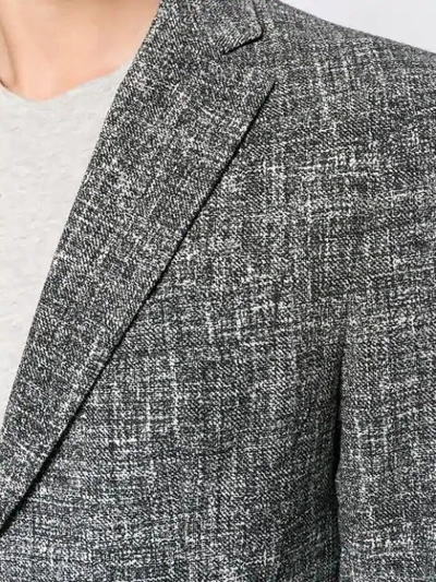 Shop Emporio Armani Single Breasted Tweed Coat In 631 Grey