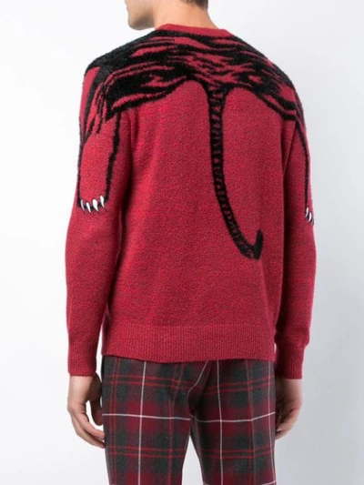 Shop Kenzo Intarsia Tiger Sweater In Red