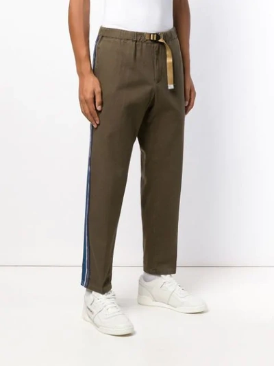Shop White Sand Side Stripe Trousers In Green